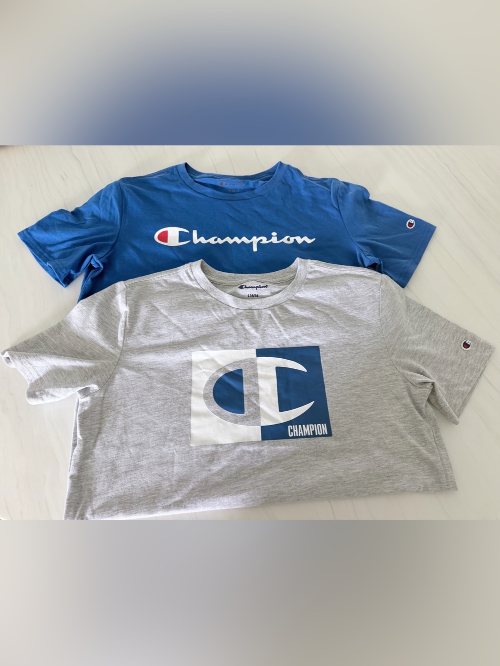 Champion Short Sleeve Logo Tees - Royal Blue & Light Gray